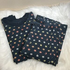 Primary Navy Star Moon Celestial Patterned Organic Cotton Pajamas